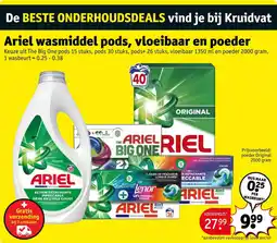 Kruidvat Ariel wasmiddel pods, vloeibaar en poeder aanbieding