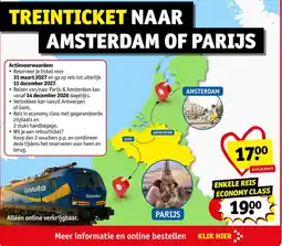 Kruidvat Treinticket naar Amsterdam of Parijs aanbieding