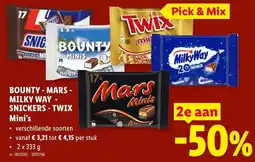 Lidl Bounty Mars - Milky Way - Snickers - Twix Mini's aanbieding