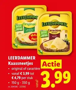 Lidl Leerdammer kaassneetjes aanbieding