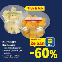 Lidl Chef select kaasblokjes aanbieding