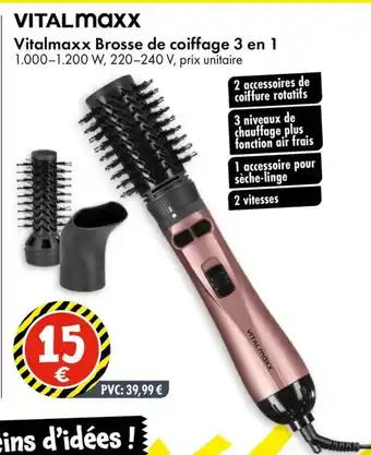 Vital maxx vitalmaxx brosse de coiffage 3 en 1