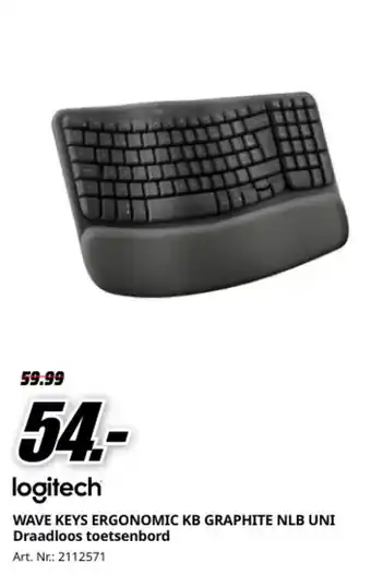 Logitech wave keys ergonomic kb graphite nlb uni