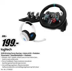 MediaMarkt logitech g29 driving force racing + astro a10 + pedalen stuurwiel + hoofdtelefoon + pedalen aanbieding
