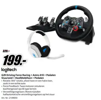 Logitech g29 driving force racing + astro a10 + pedalen stuurwiel + hoofdtelefoon + pedalen