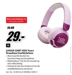 MediaMarkt JUNIOR 320BT KIDS Paars Draadloze hoofdtelefoon aanbieding