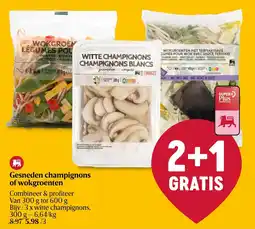 Delhaize Gesneden champignons of wokgroenten aanbieding