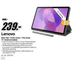 MediaMarkt Lenovo idea tab + folio cover + pen grijs aanbieding