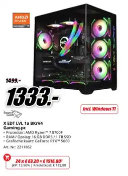 MediaMarkt X EDT LVL 1a BKrV4 Gaming-pc aanbieding