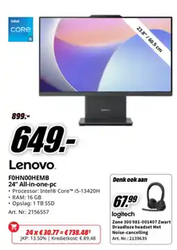 MediaMarkt Lenovo 24" All-in-one-pc aanbieding