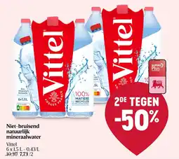 Delhaize Niet-bruisend natuurlijk mineraalwater Vittel aanbieding