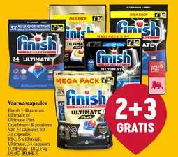 Delhaize Vaatwascapsules Finish - Quantum, Ultimate of Ultimate Plus aanbieding