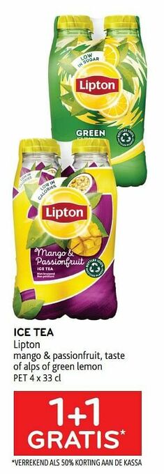 Alvo Ice tea lipton 1+1 gratis aanbieding