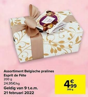 Carrefour Market Assortiment belgische pralines esprit de fête aanbieding
