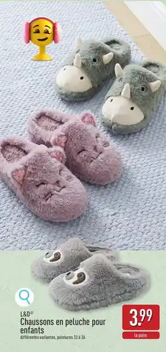 ALDI L&D Chaussons en Peluche Pour Enfants aanbieding