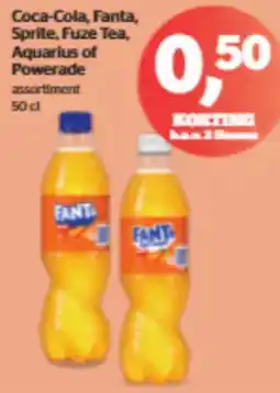 Spar Coca-Cola, Fanta, Sprite, Fuze Tea, Aquarius of Powerade assortment aanbieding