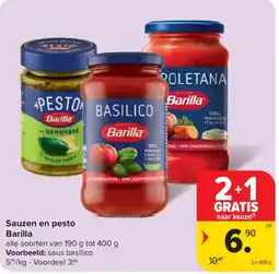 Carrefour Market Sauzen en pesto Barilla aanbieding