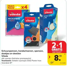 Carrefour Market Schuursponzen, handschoenen, sponzen, doekjes en dweilen Vileda aanbieding