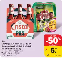 Carrefour Market Bier Cristal en Desperados aanbieding