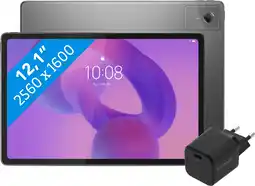 Coolblue Lenovo Idea Tab Plus 12,1 inch 256GB Wifi Grijs met Stylus + BlueBuilt Oplader aanbieding