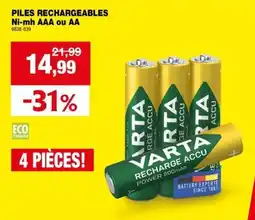 Hubo Piles rechargeables Ni-mh AAA ou AA aanbieding