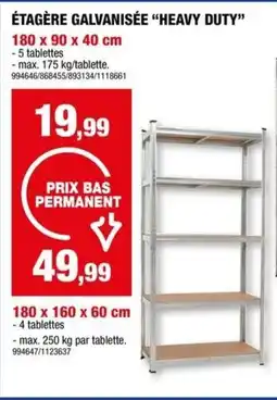 Hubo Étagère galvanisée "heavy duty" aanbieding