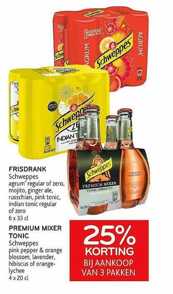 Alvo Frisdrank, Premium Mixer Tonic Schweppes aanbieding