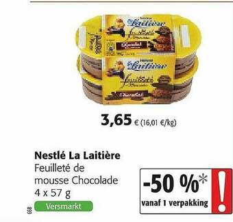 Colruyt Nestlé La Laitière Feuilleté De Mousse Chocolade aanbieding