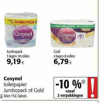 Colruyt Cosynel Toiletpapier aanbieding