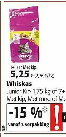 Colruyt Whiskas Junior Kip, Met Kip aanbieding