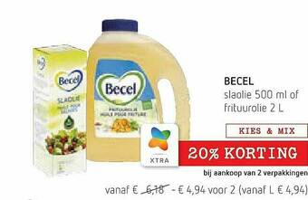 Spar Colruyt Becel Slaolie Of Frituurolie aanbieding