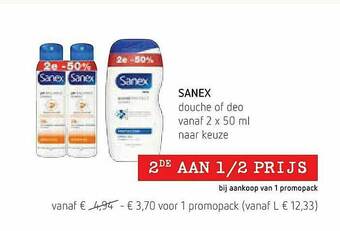 Spar Colruyt Sanex Douche Of Deo aanbieding