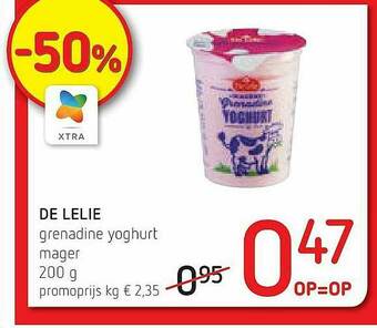 Spar Colruyt De Lelie Grenadine Yoghurt Mager aanbieding