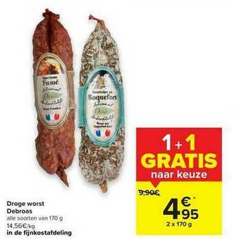 Carrefour Droge Worst Debroas aanbieding