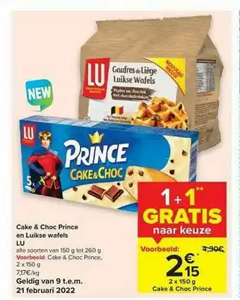 Carrefour Cake & Choc Prince En Luikse Wafels aanbieding