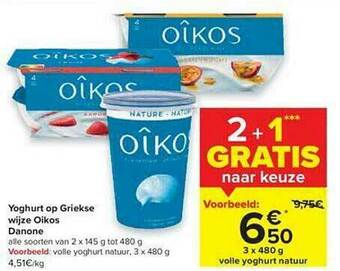 Carrefour Yoghurt Op Griekse Wijze Oikos Danone aanbieding