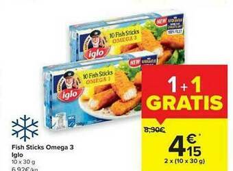 Carrefour Fish Sticks Omega 3 Iglo aanbieding
