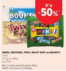 Spar mars snickers twix milky way ou bounty minis aanbieding