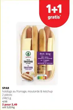 Spar hotdogs au fromage, moutarde & ketchup aanbieding
