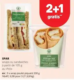 Spar wrap ou sandwich aanbieding