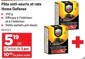 Pâte anti-souris et rats Home Defense