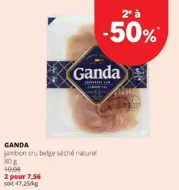 Spar Ganda jambon cru belge séché naturel aanbieding