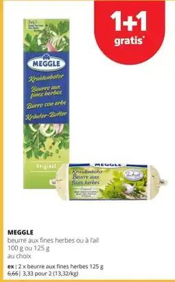 Spar Meggle beurre aux fines herbes ou à l'ail aanbieding