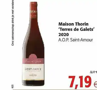 Colruyt Maison Thorin Terres De Galets 2020 Aop Saint Amour aanbieding
