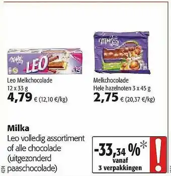 Colruyt Milka Leo Of Alle Chocolade aanbieding