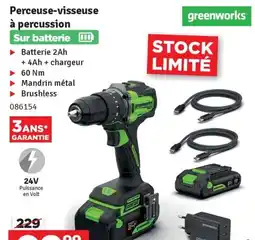 Mr Bricolage Perceuse-visseuse à percussion greenworks aanbieding