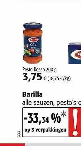 Colruyt Barilla Pesto Rosso aanbieding