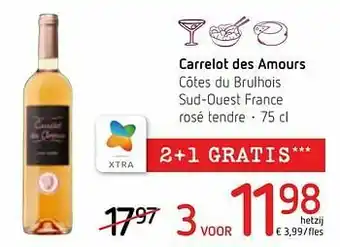 Spar Colruyt Carrelot des amours côtes du brulhois sud-ouest france rosé tendre aanbieding