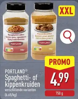 ALDI Portland spaghetti- of kippenkruiden aanbieding