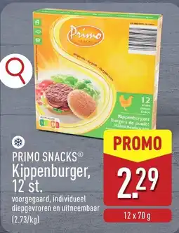 ALDI Primo snacks kippenburger aanbieding
